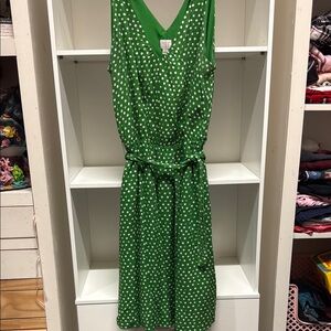 A New Day Green Polka Dot V-Neck Dress